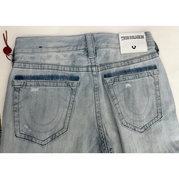 True Religion Dean No Flap Jeans Mens 29 Distressed Light Wash Slim Fit - Picture 2 of 9